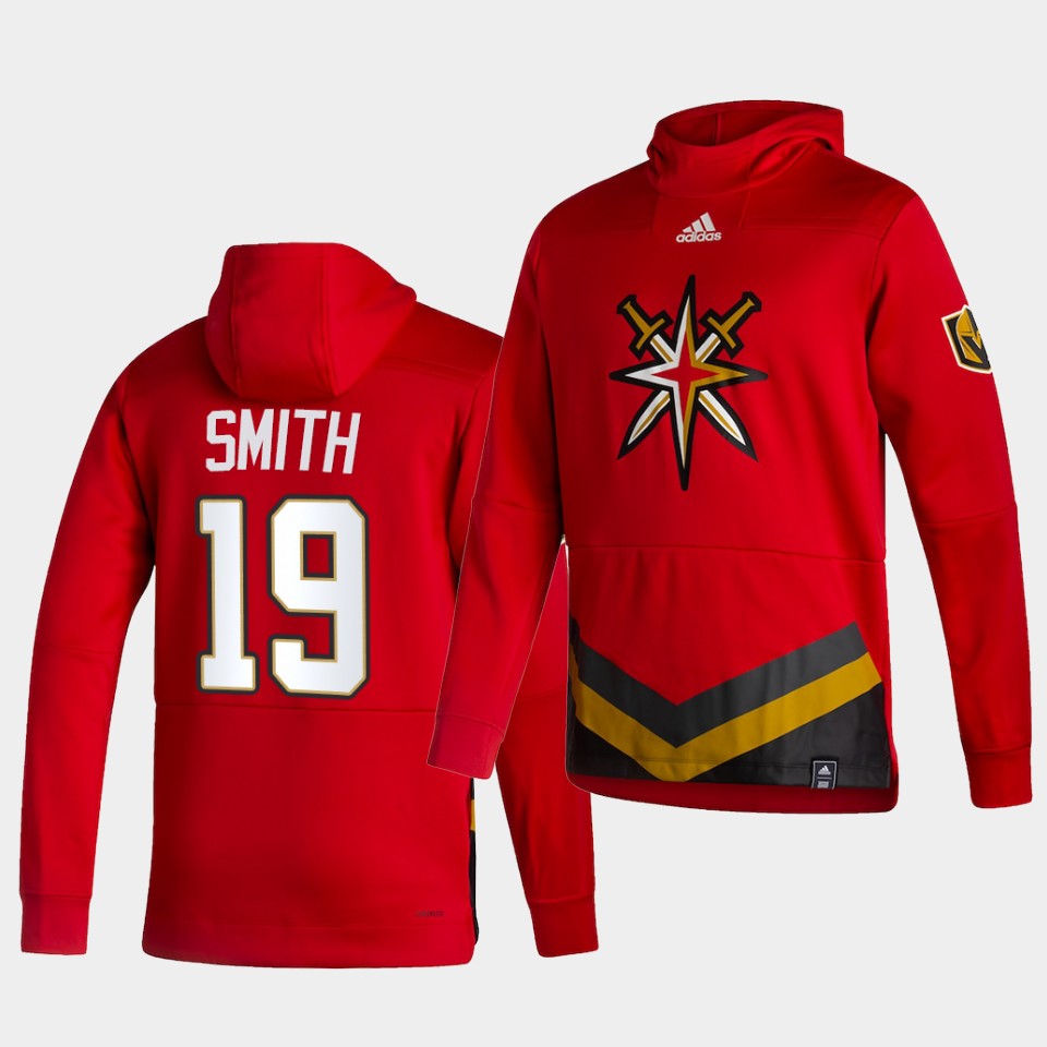 Men Vegas Golden Knights #19 Smith Red NHL 2021 Adidas Pullover Hoodie Jersey->customized nhl jersey->Custom Jersey